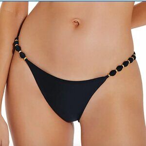 New! ViX 'Paula' Beaded String Bikini Bottom Black/Gold Size Large $125